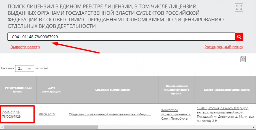 Поиск лицензий на росздравнадзор